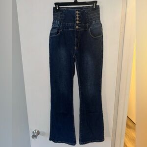 Trendy High-Waisted Denim Blue Jeans